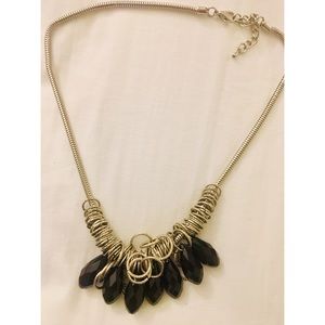 Oxidized silver necklace with black beads